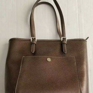 Michael Kors Metallic Brown Jet Set Tote Bag Purse